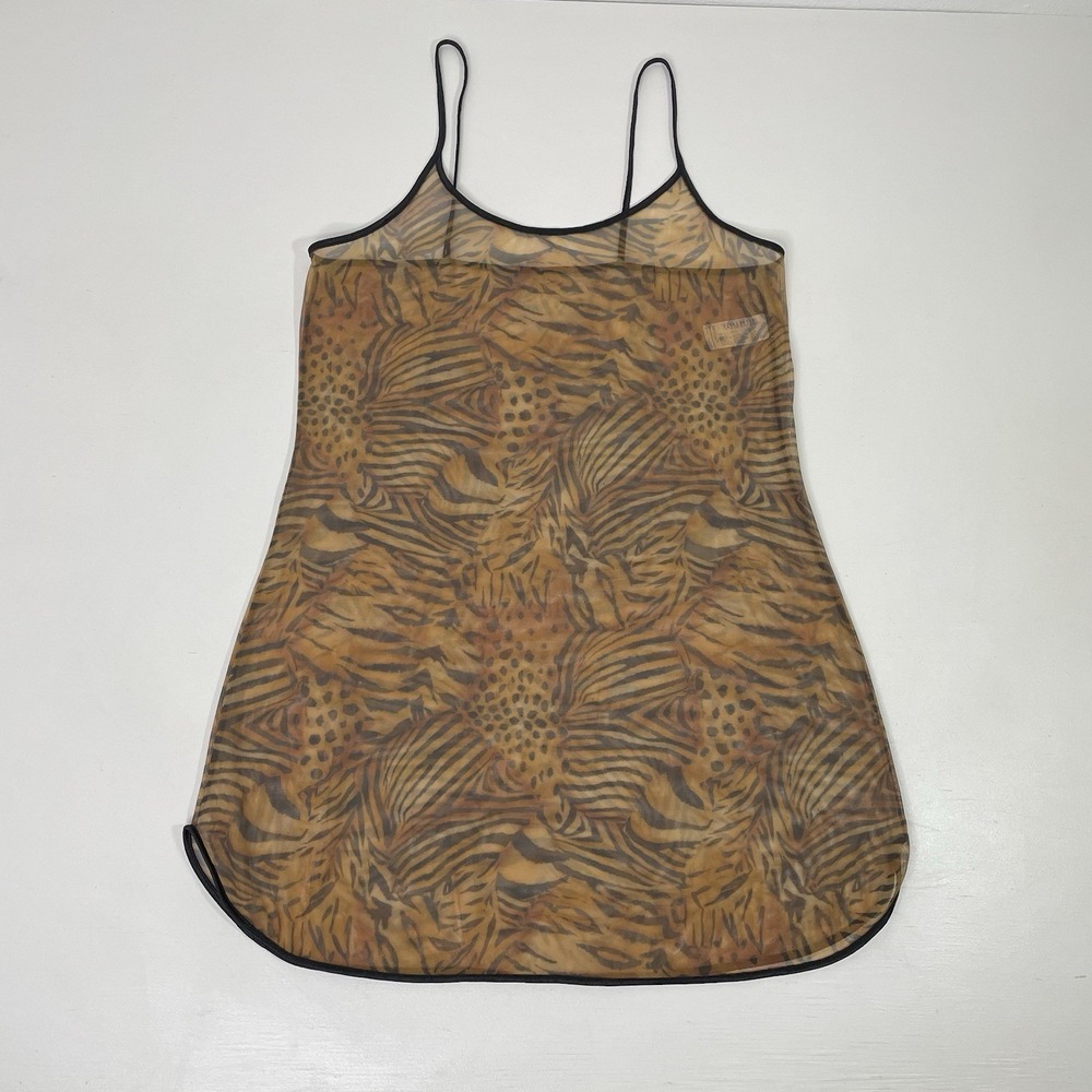 Vtg Sheer Animal Print Nightgown Women's Small Chemise Slip Lingerie Vassarette